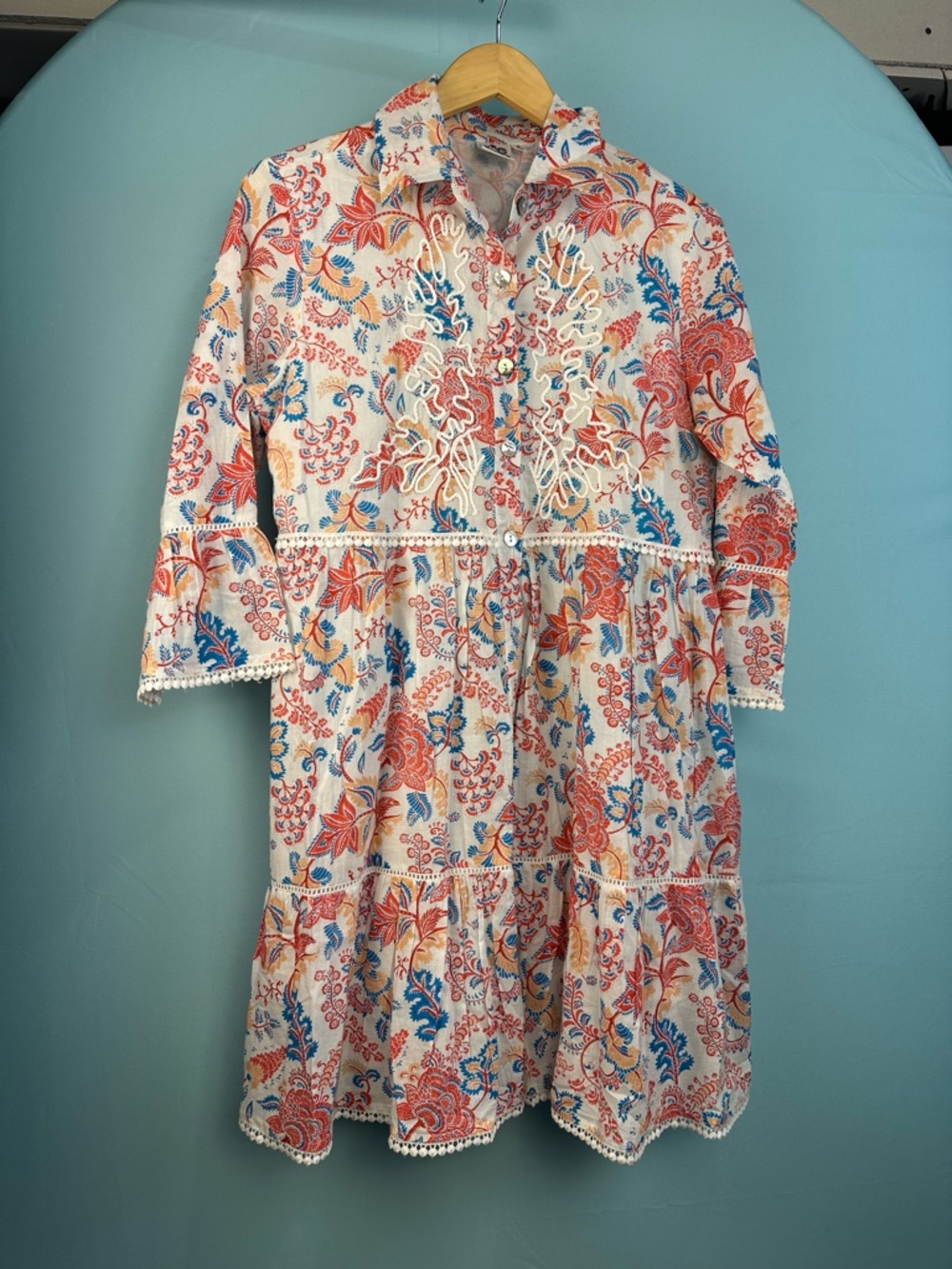 Parsley & Sage Floral Boho Midi Dress Embroidered Cottagecore S